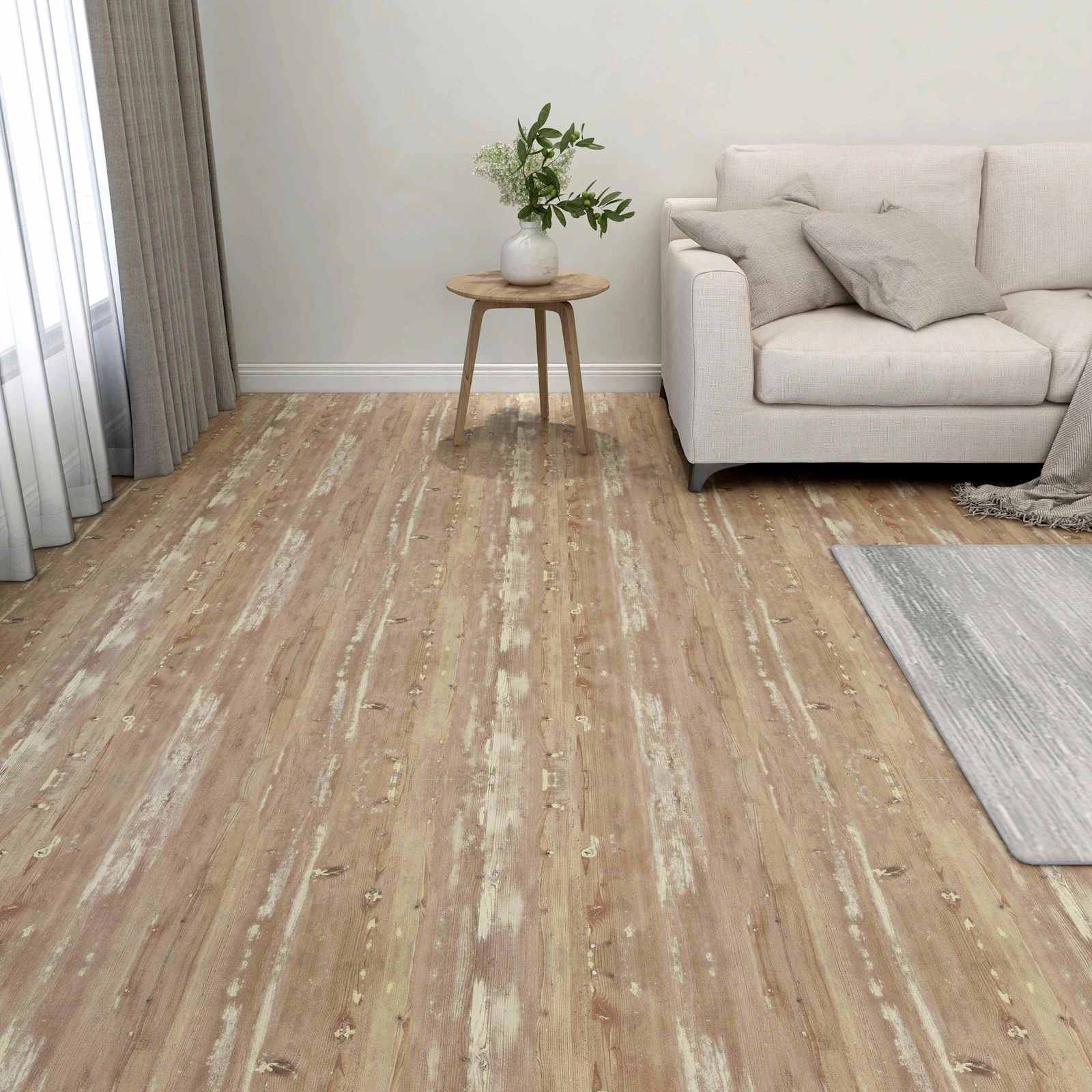 vidaXL Flooring Planks Cream and Light Brown 5.11 m² 55 pcs PVC 1