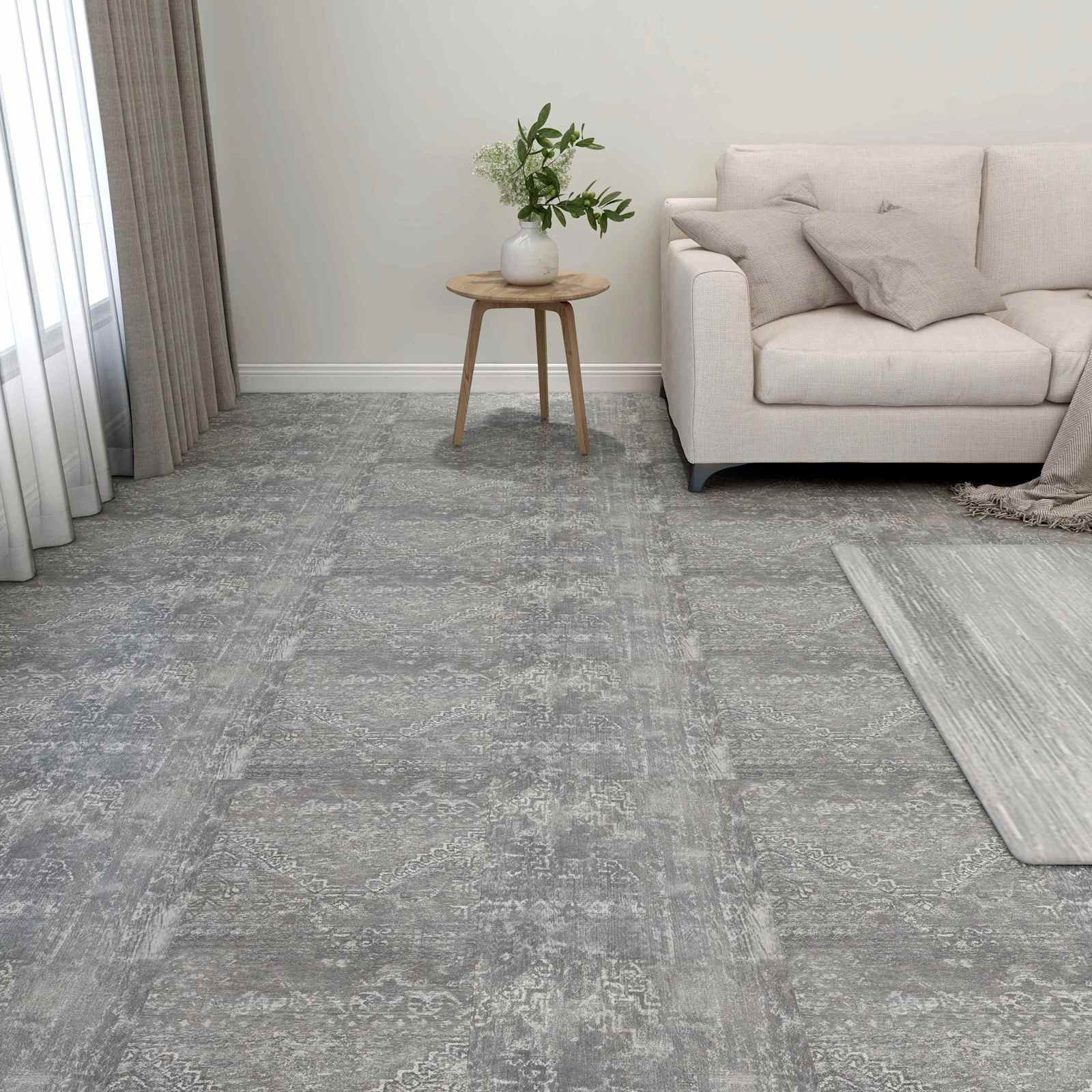 vidaXL Flooring Planks Concrete Grey 5.11 m² 55 pcs PVC 1