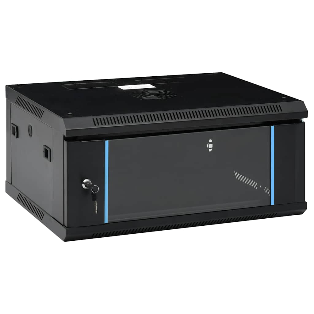 Network Cabinet with Storage Steel Black 60 cm 28.5 cm 45 cm