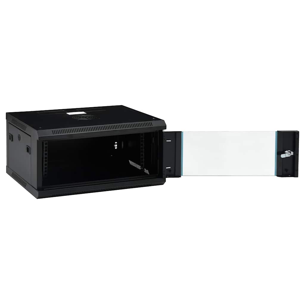 Network Cabinet with Storage Steel Black 60 cm 28.5 cm 45 cm