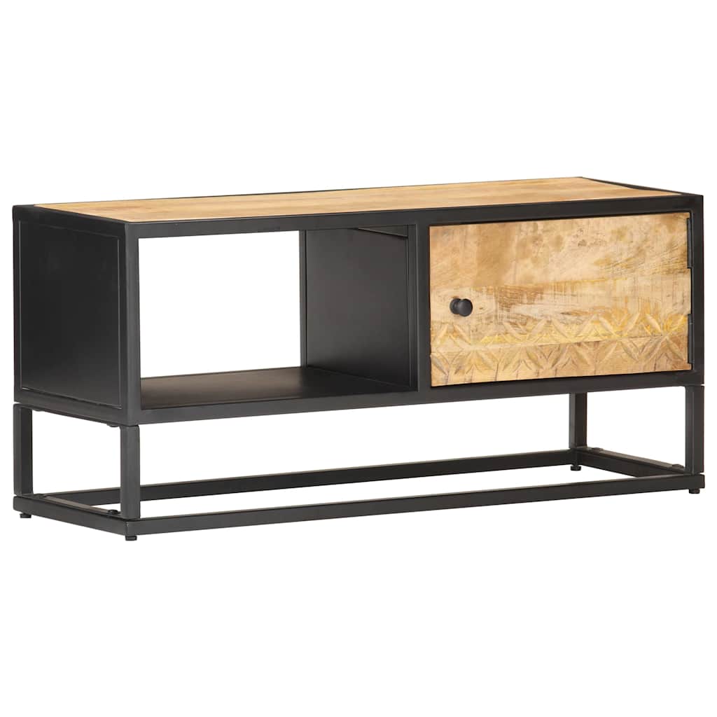 vidaXL Tv Cabinet | Natural Mango Wood, Black Iron 1