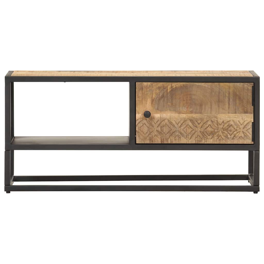 vidaXL Tv Cabinet | Natural Mango Wood, Black Iron 2
