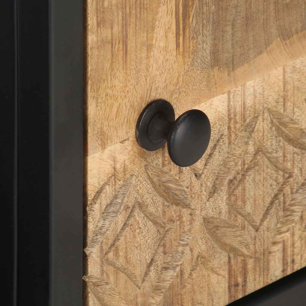 vidaXL Tv Cabinet | Natural Mango Wood, Black Iron 6