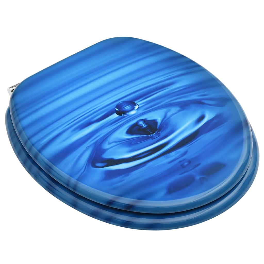 WC Toilet Seats with Lid MDF Design 2 No Bamboo–Stones Blue water drop