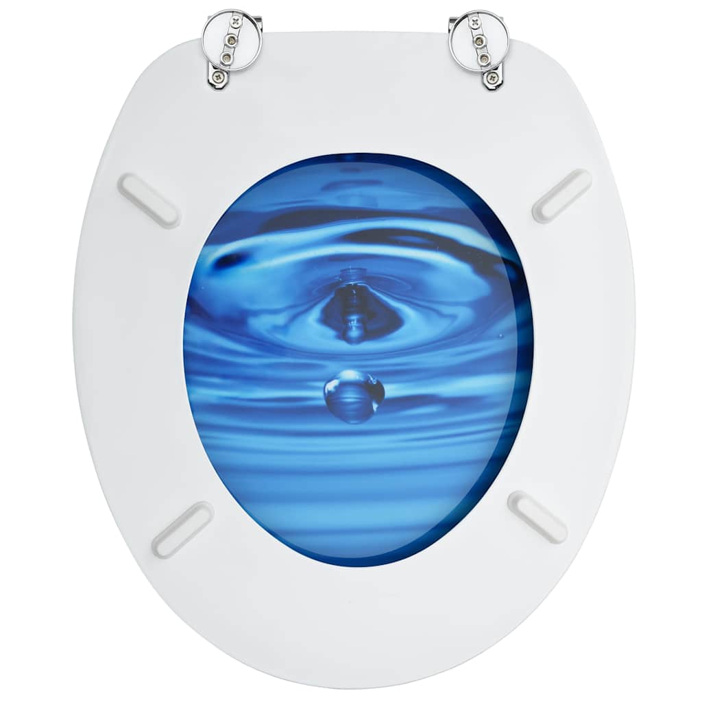 WC Toilet Seats with Lid MDF Design 2 No Bamboo–Stones Blue water drop