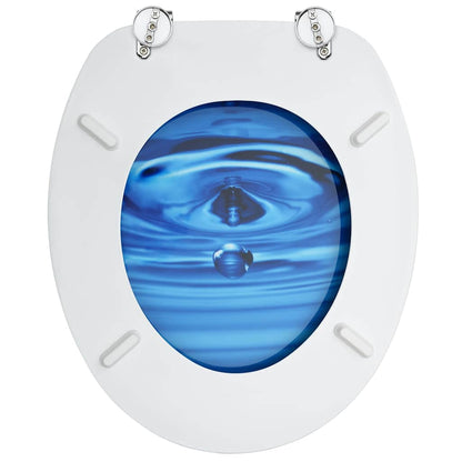 WC Toilet Seats with Lid MDF Design 2 No Bamboo–Stones Blue water drop