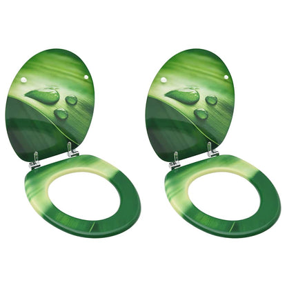 vidaXL WC Toilet Seats with Lid 2 pcs MDF Green Water Drop Design 1