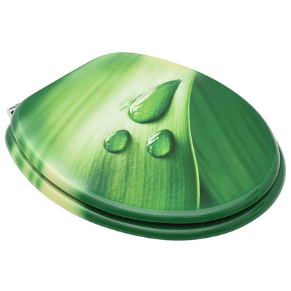 vidaXL WC Toilet Seats with Lid 2 pcs MDF Green Water Drop Design 3