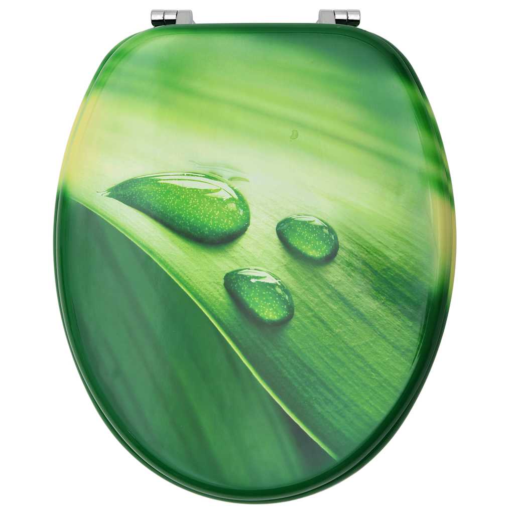 vidaXL WC Toilet Seats with Lid 2 pcs MDF Green Water Drop Design 5