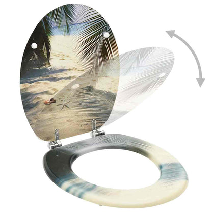 vidaXL WC Toilet Seats with Lid 2 pcs MDF Beach Design 2