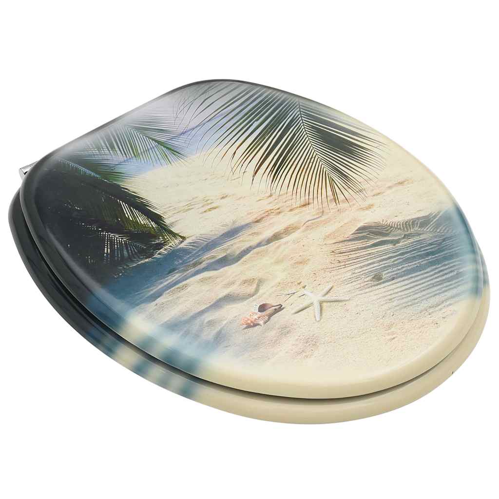 vidaXL WC Toilet Seats with Lid 2 pcs MDF Beach Design 3