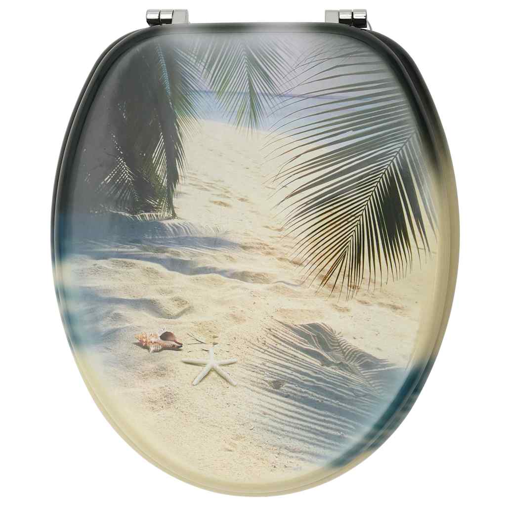 vidaXL WC Toilet Seats with Lid 2 pcs MDF Beach Design 5