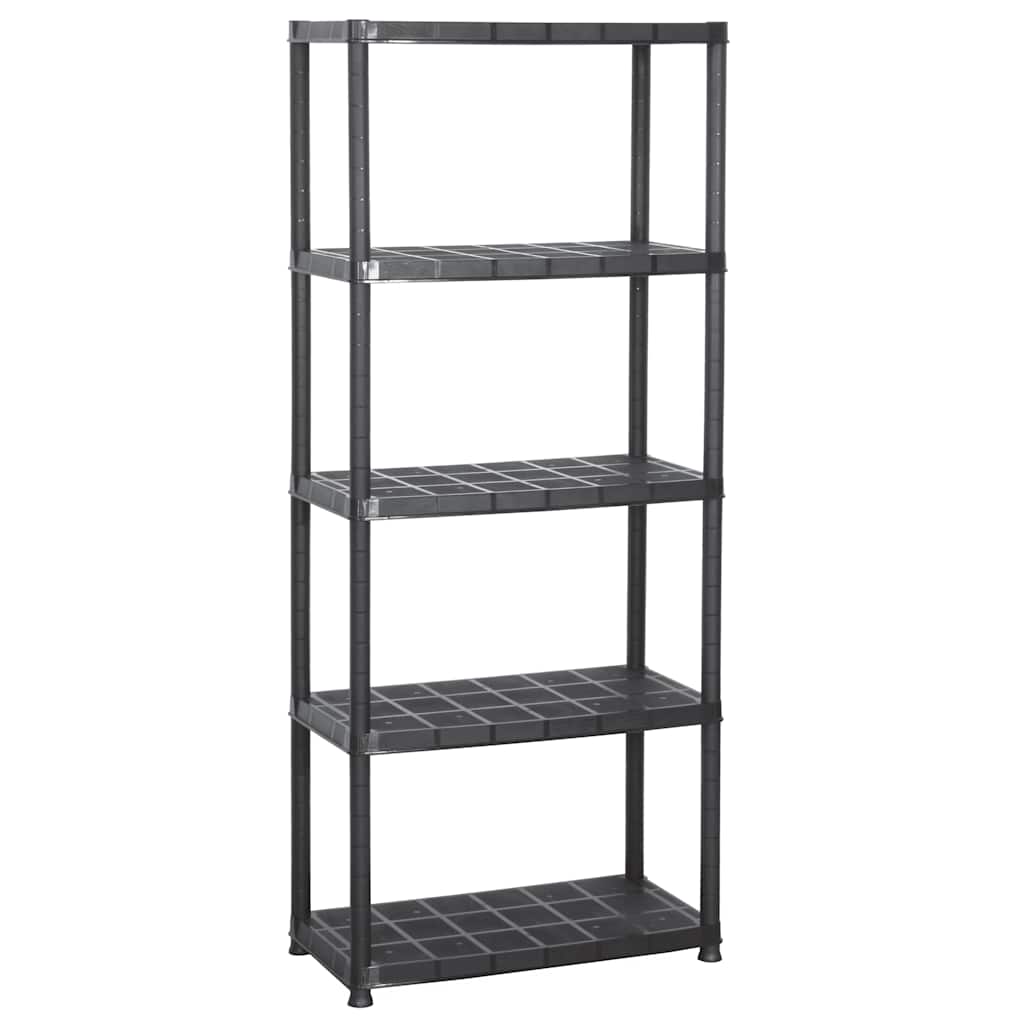 vidaXL Storage Shelf 5-Tier Black 71x38x170 cm Plastic 2