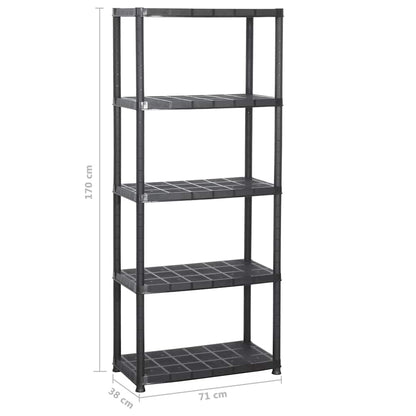 vidaXL Storage Shelf 5-Tier Black 71x38x170 cm Plastic 5