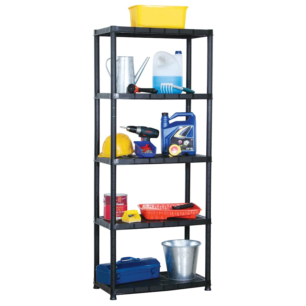 vidaXL Storage Shelf 5-Tier Black 71x38x170 cm Plastic 1