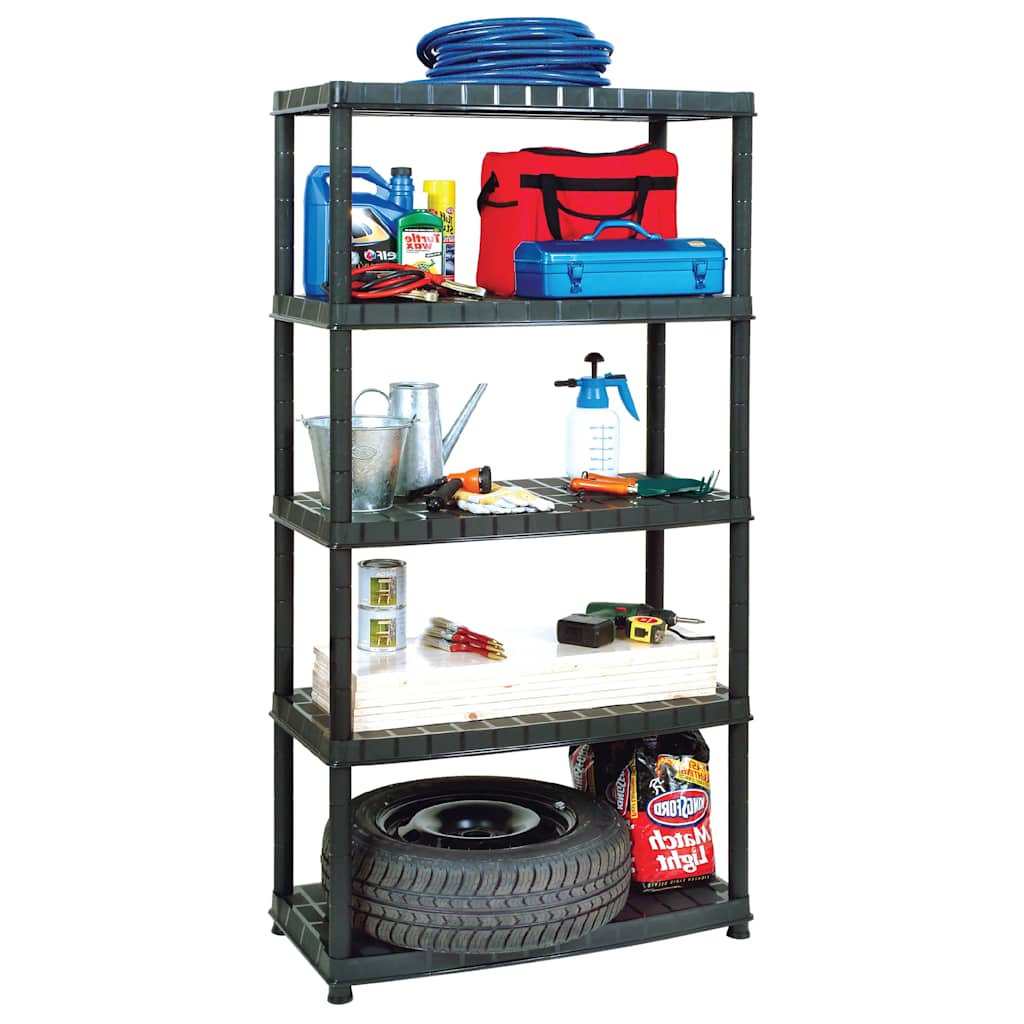 147686 vidaXL Storage Shelf 5-Tier Black 91,5x45,7x185 cm Plastic 6