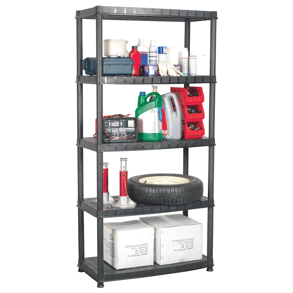 147686 vidaXL Storage Shelf 5-Tier Black 91,5x45,7x185 cm Plastic 1