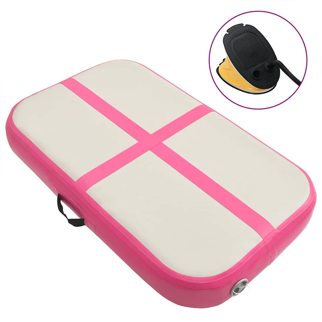 vidaXL Inflatable Gymnastics Mat with Pump 60x100x15 cm PVC Pink 1