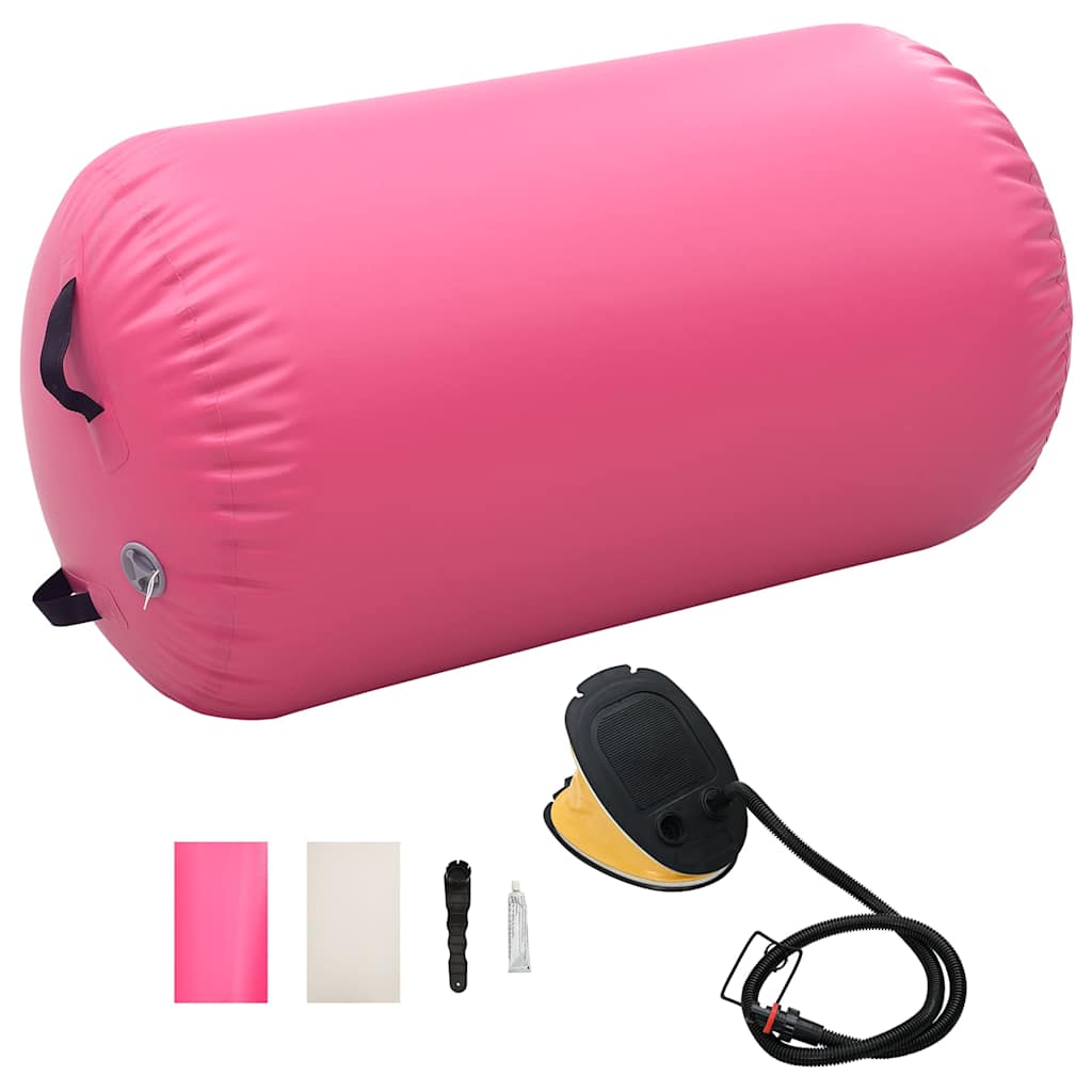 vidaXL Inflatable Gymnastic Roll with Pump 100x60 cm PVC Pink 1