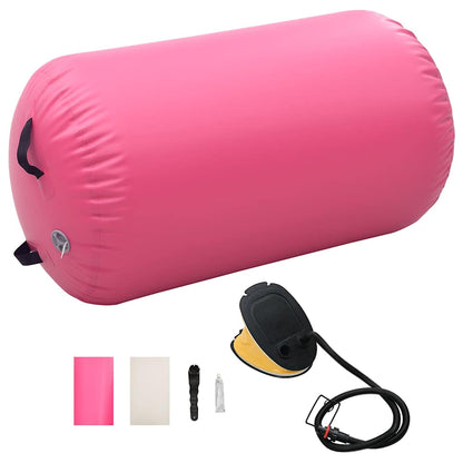vidaXL Inflatable Gymnastic Roll with Pump 100x60 cm PVC Pink 1