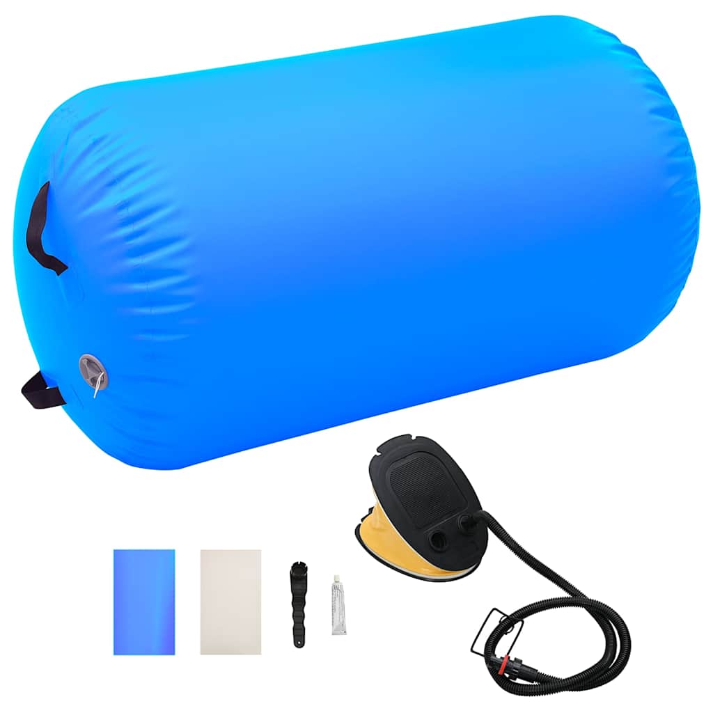 vidaXL Inflatable Gymnastic Roll with Pump 100x60 cm PVC Blue 1