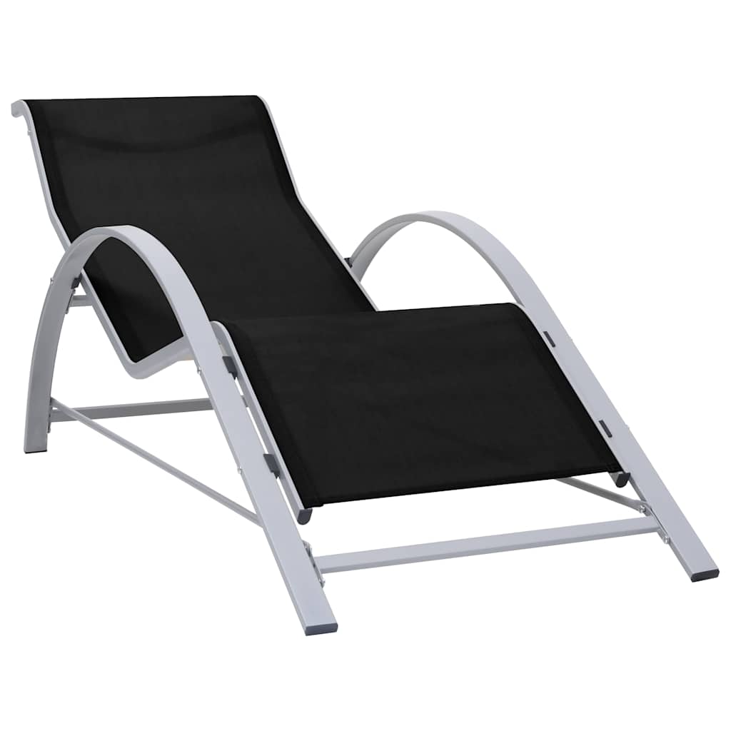 vidaXL Sunlounger Textilene and Aluminium Black 1