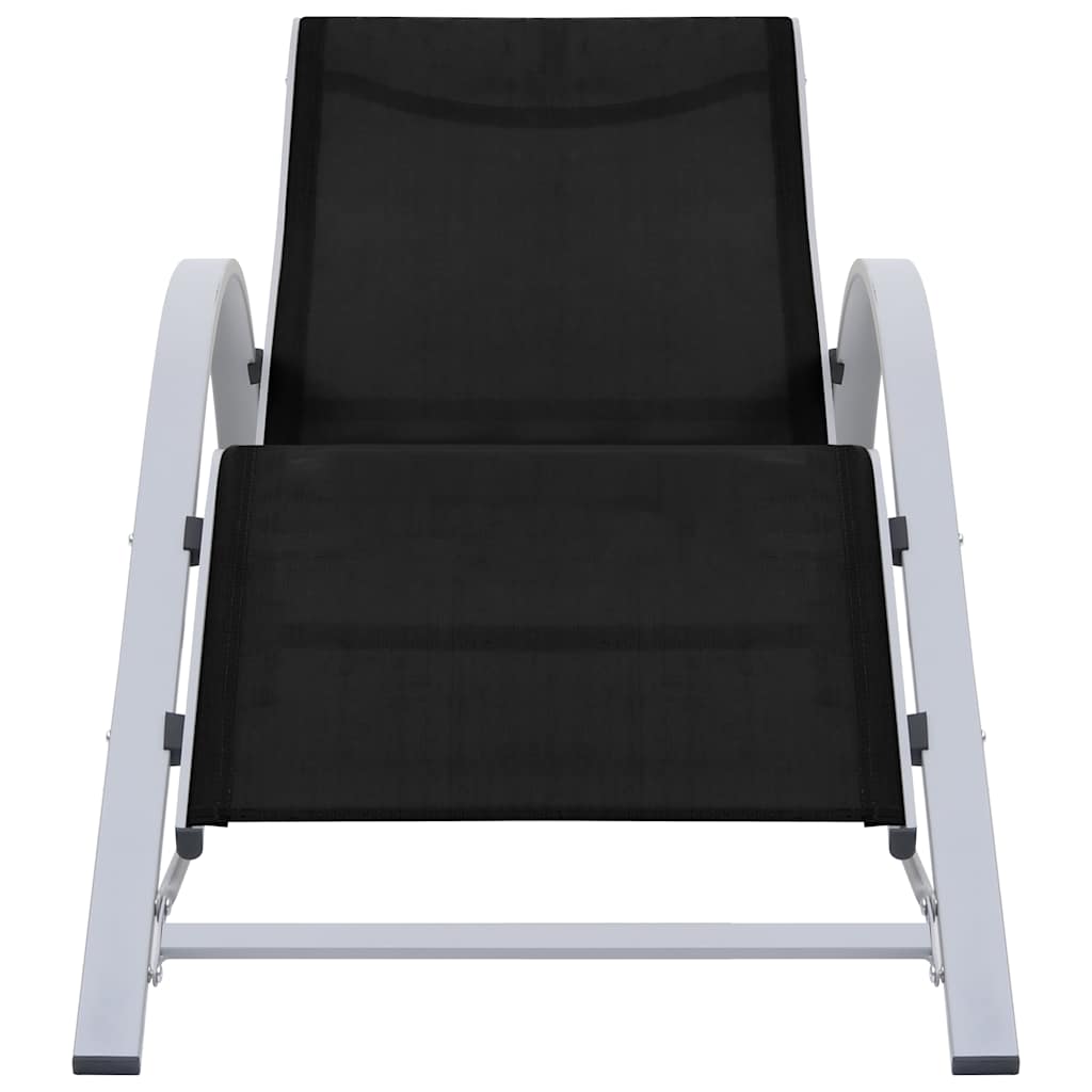 vidaXL Sunlounger Textilene and Aluminium Black 2