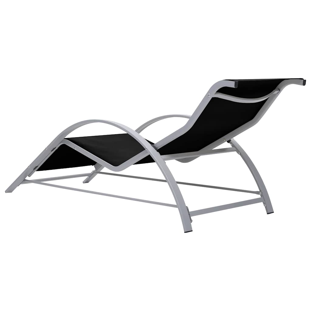vidaXL Sunlounger Textilene and Aluminium Black 4