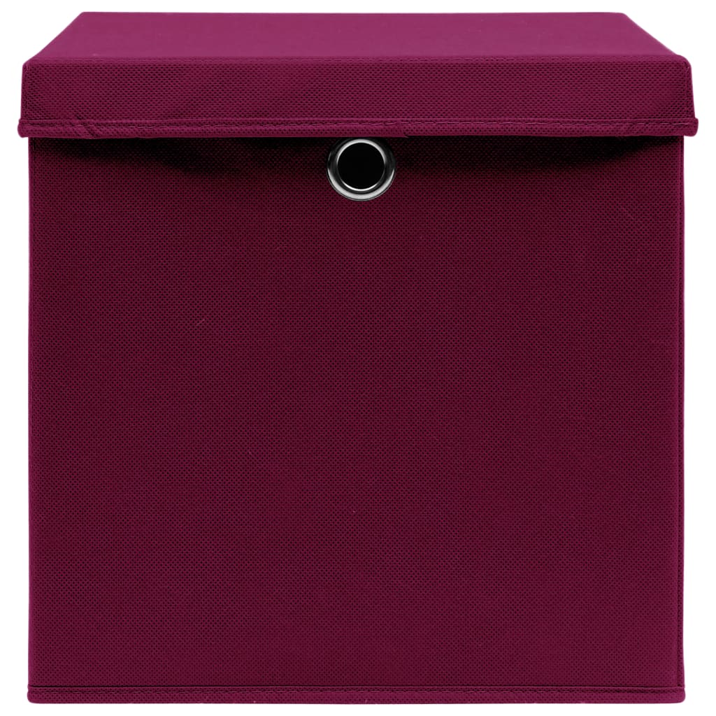 vidaXL Storage Boxes with Covers 10 pcs 28x28x28 cm Dark Red 4