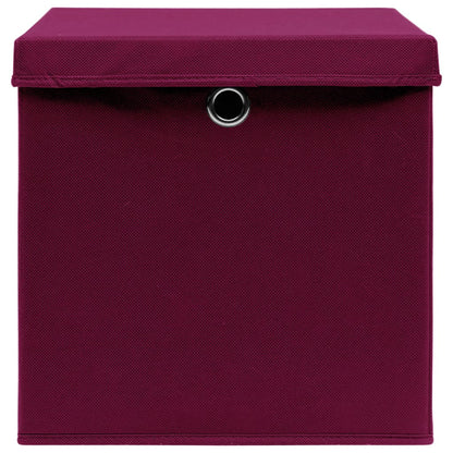 vidaXL Storage Boxes with Covers 10 pcs 28x28x28 cm Dark Red 4