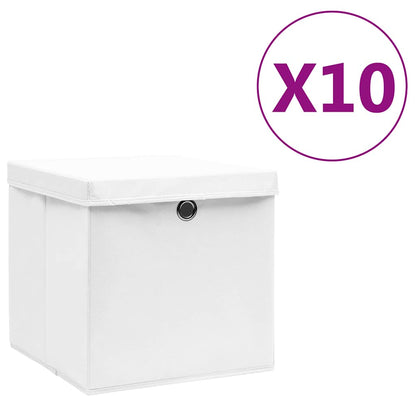 vidaXL Storage Box |  Set of 10 | White | Non-woven Fabric | Medium | Foldable 1