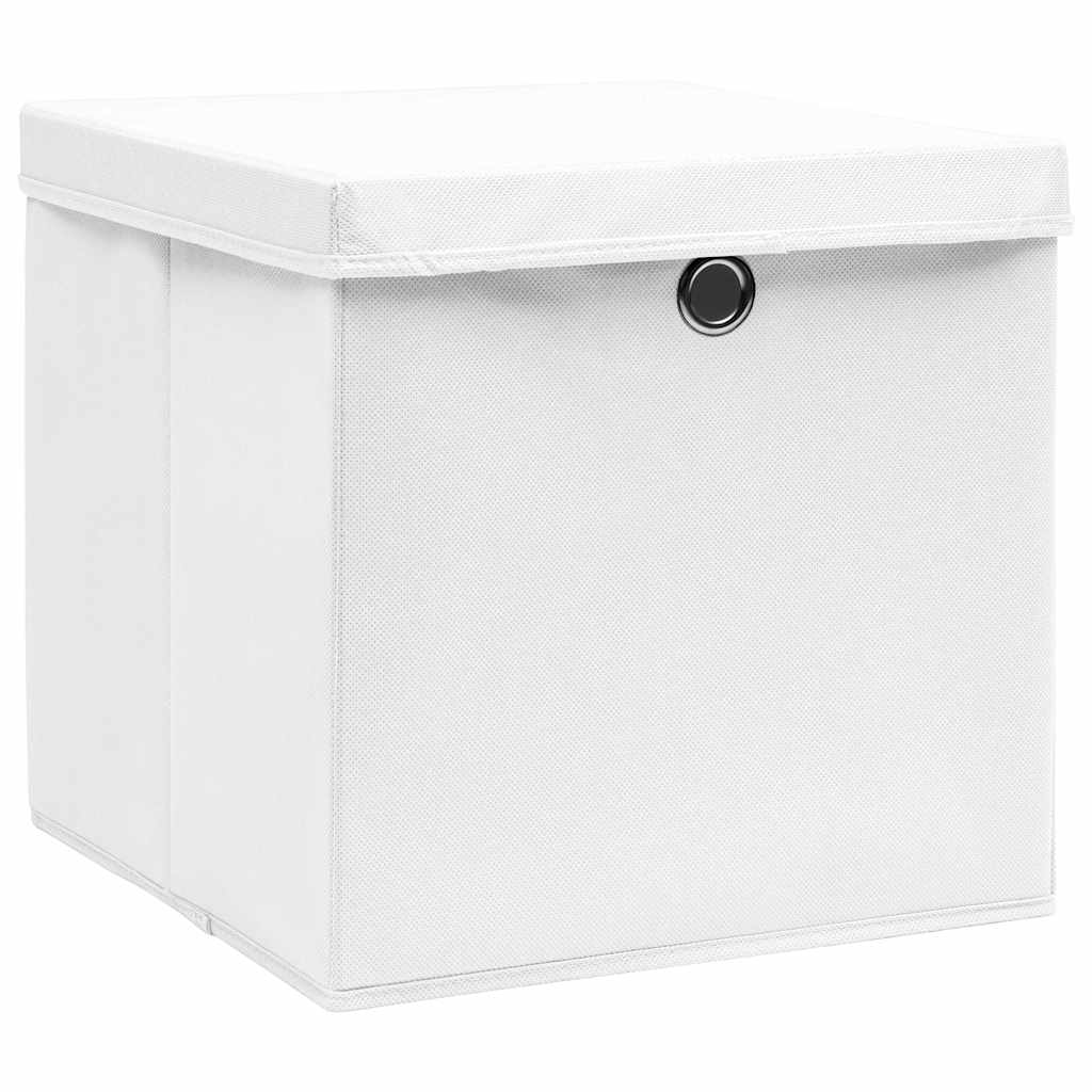 vidaXL Storage Box |  Set of 10 | White | Non-woven Fabric | Medium | Foldable 2