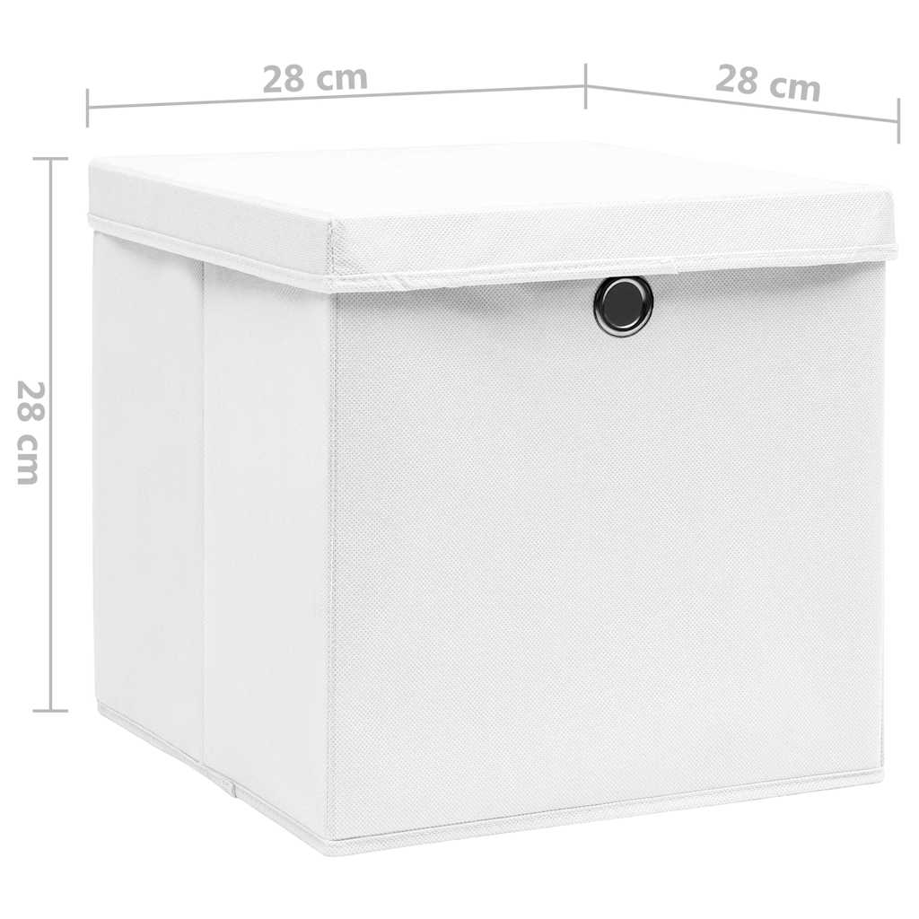 vidaXL Storage Box |  Set of 10 | White | Non-woven Fabric | Medium | Foldable 6