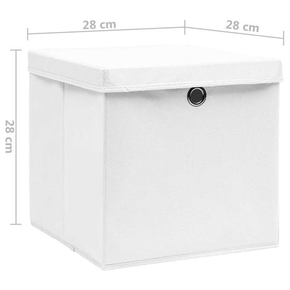 vidaXL Storage Box |  Set of 10 | White | Non-woven Fabric | Medium | Foldable 6