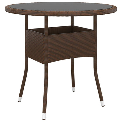 vidaXL Garden Table | Brown | Poly rattan, tempered glass, powder-coated steel 1