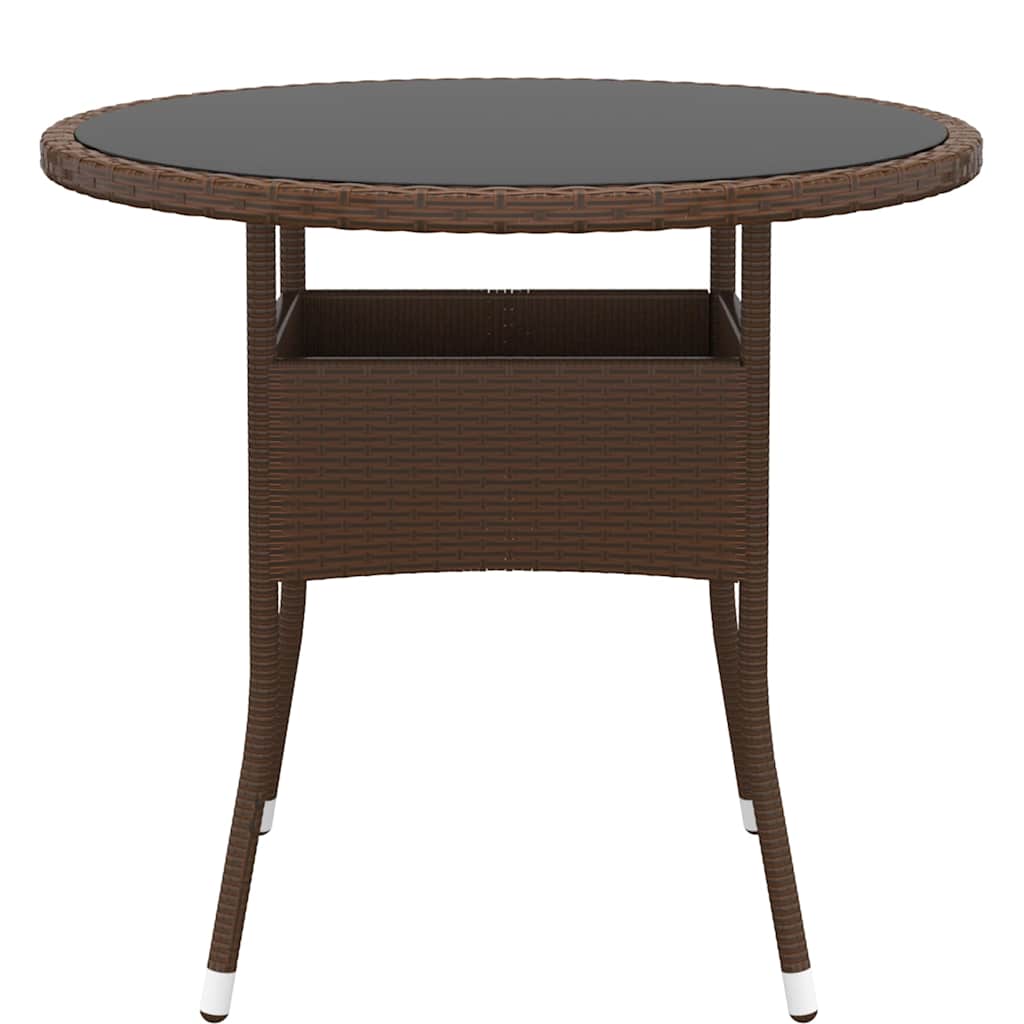 vidaXL Garden Table | Brown | Poly rattan, tempered glass, powder-coated steel 2