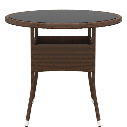 vidaXL Garden Table | Brown | Poly rattan, tempered glass, powder-coated steel 2