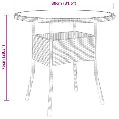 vidaXL Garden Table | Brown | Poly rattan, tempered glass, powder-coated steel 4