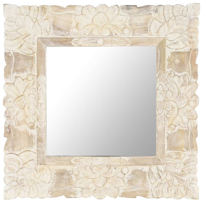 321632 vidaXL Mirror White 50x50 cm Solid Mango Wood 1