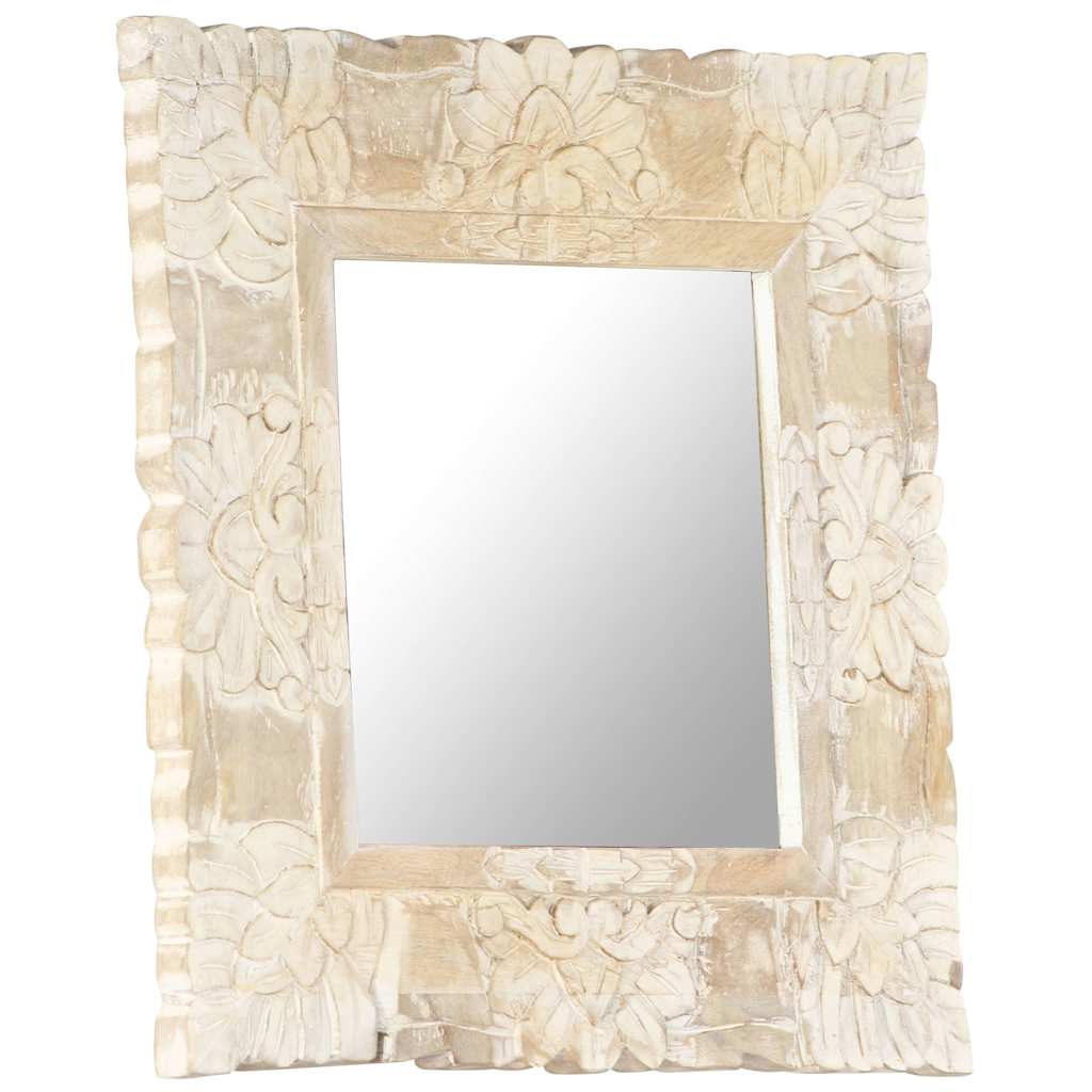 321632 vidaXL Mirror White 50x50 cm Solid Mango Wood 3
