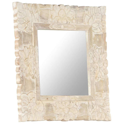321632 vidaXL Mirror White 50x50 cm Solid Mango Wood 4
