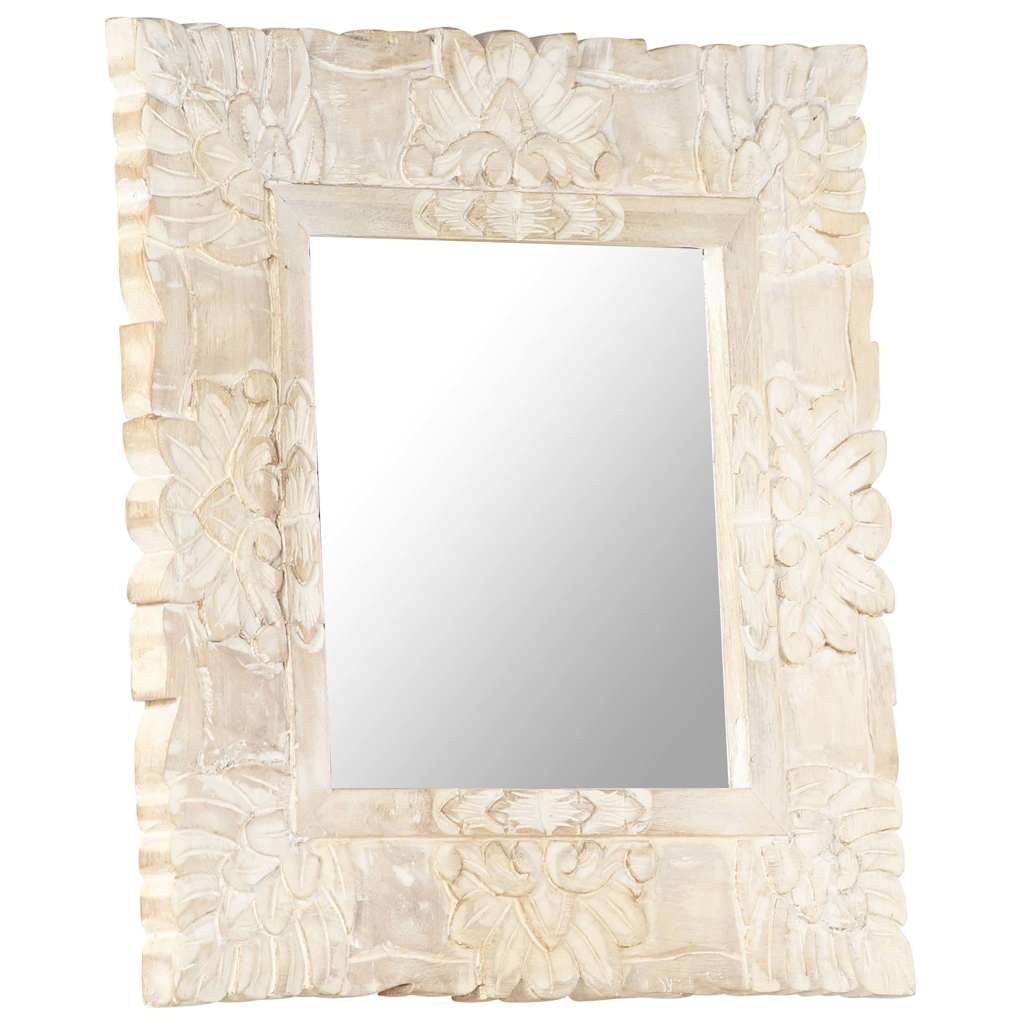 321632 vidaXL Mirror White 50x50 cm Solid Mango Wood 5