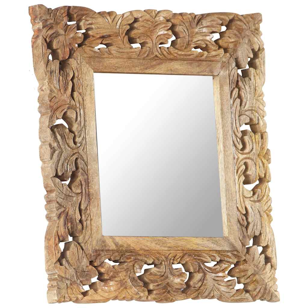 321638 vidaXL Hand Carved Mirror Brown 50x50 cm Solid Mango Wood 2