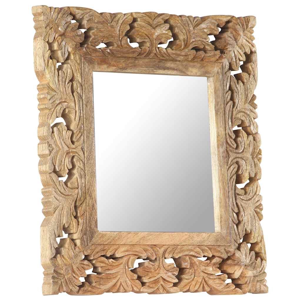 321638 vidaXL Hand Carved Mirror Brown 50x50 cm Solid Mango Wood 3