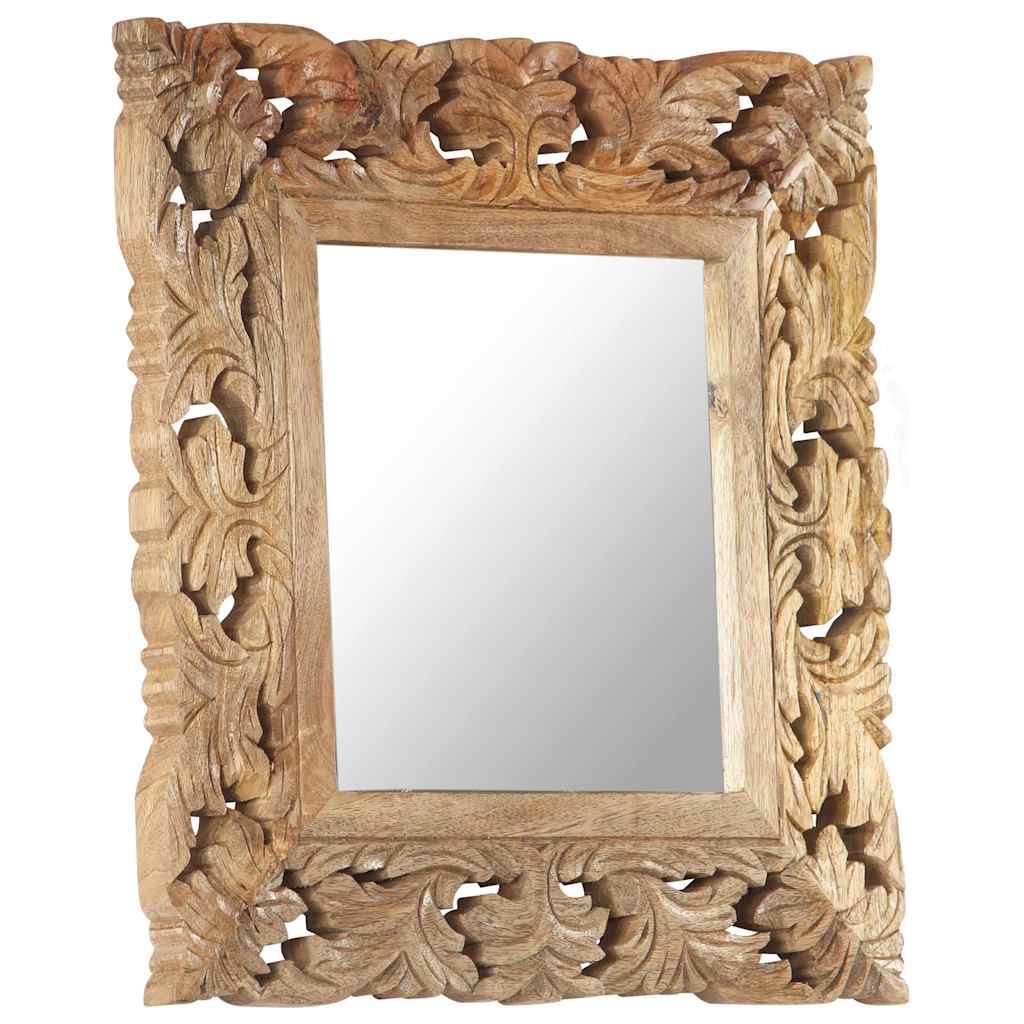 321638 vidaXL Hand Carved Mirror Brown 50x50 cm Solid Mango Wood 4