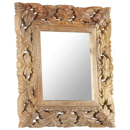 321638 vidaXL Hand Carved Mirror Brown 50x50 cm Solid Mango Wood 4