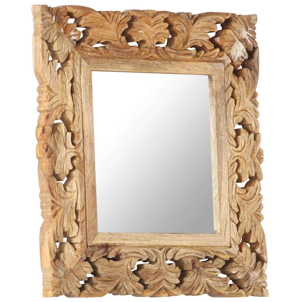 321638 vidaXL Hand Carved Mirror Brown 50x50 cm Solid Mango Wood 5