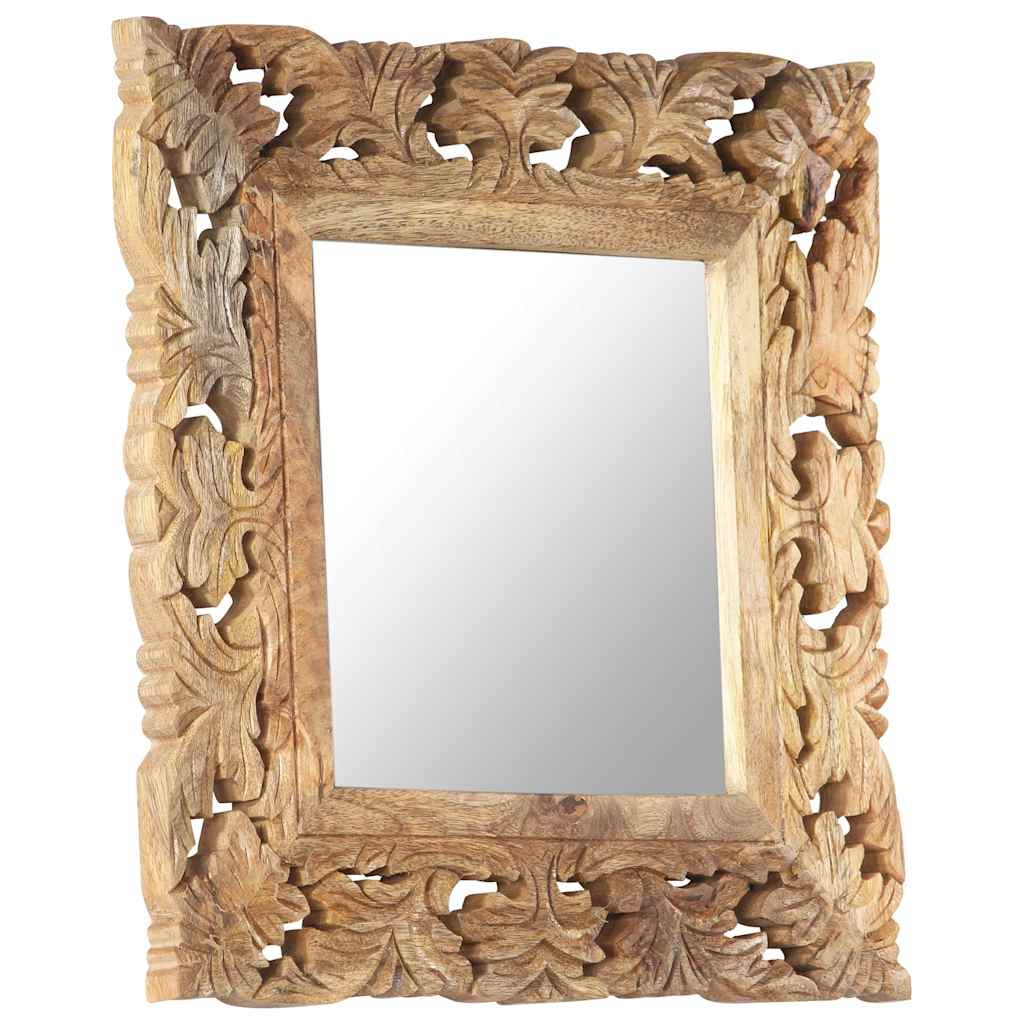321638 vidaXL Hand Carved Mirror Brown 50x50 cm Solid Mango Wood 6
