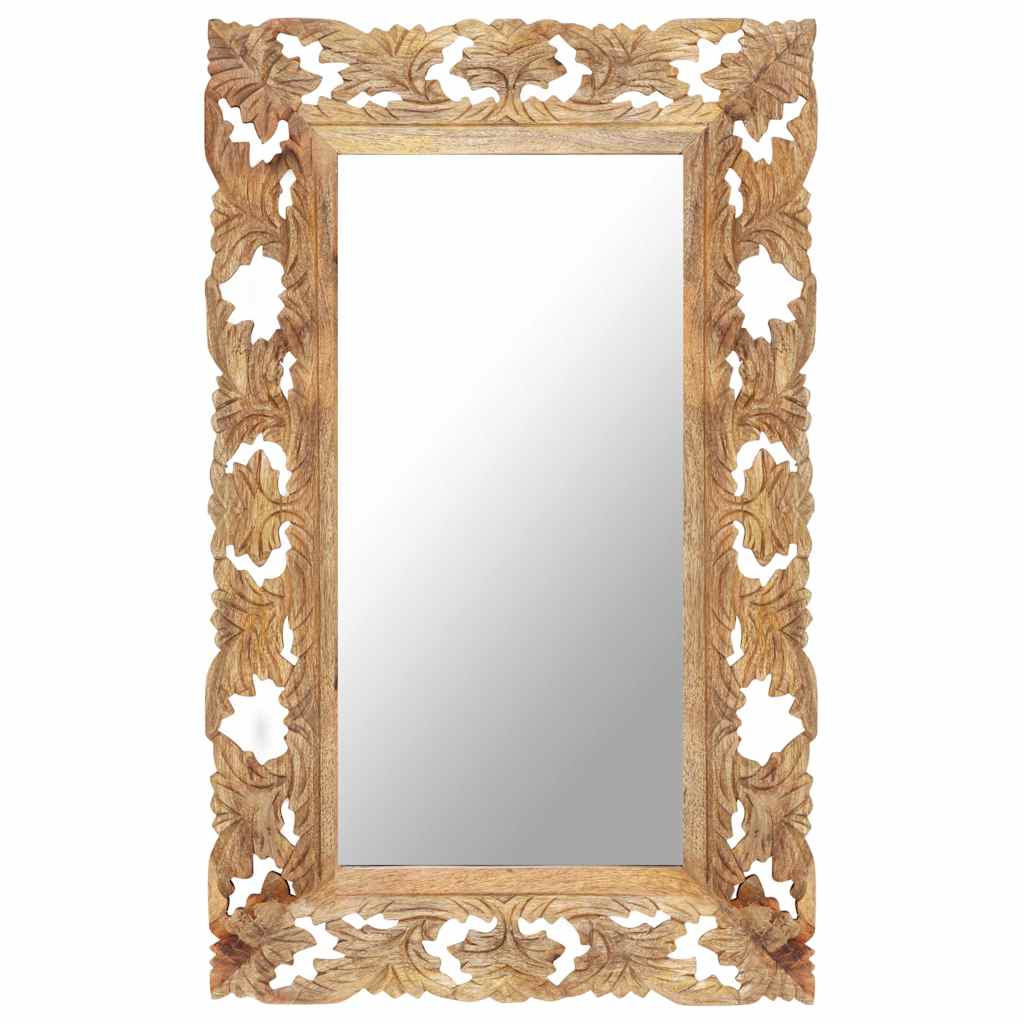 vidaXL Hand Carved Mirror 80x50 cm Solid Mango Wood