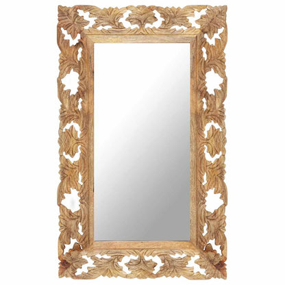 vidaXL Hand Carved Mirror 80x50 cm Solid Mango Wood